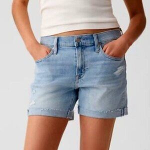 Women's Gap Mid Rise Denim 5'' Jean Short Regular Distressed Frayed hem Size 26